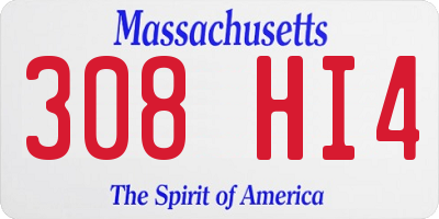 MA license plate 308HI4