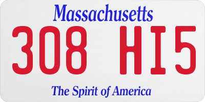 MA license plate 308HI5