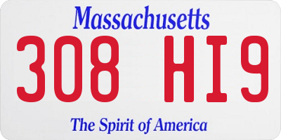 MA license plate 308HI9