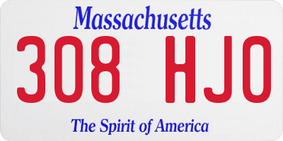 MA license plate 308HJ0