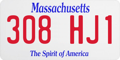 MA license plate 308HJ1