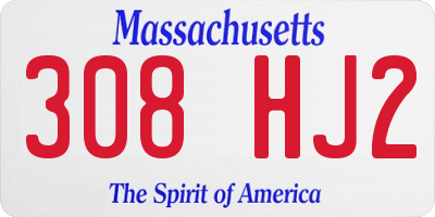 MA license plate 308HJ2