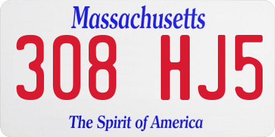 MA license plate 308HJ5