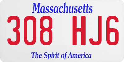 MA license plate 308HJ6