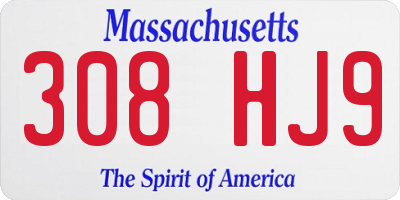 MA license plate 308HJ9