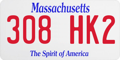 MA license plate 308HK2