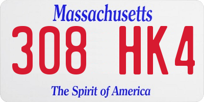 MA license plate 308HK4