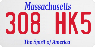 MA license plate 308HK5