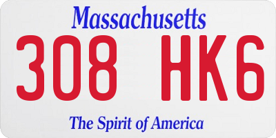 MA license plate 308HK6