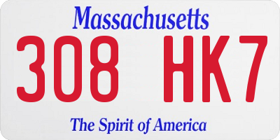 MA license plate 308HK7