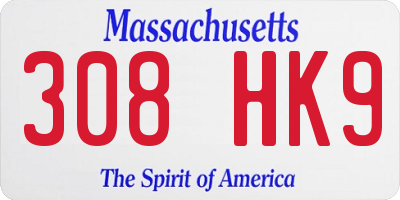 MA license plate 308HK9