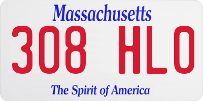 MA license plate 308HL0