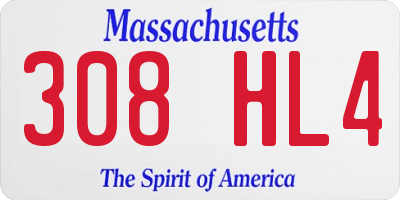 MA license plate 308HL4
