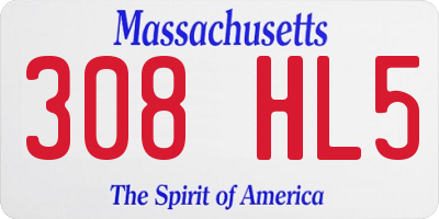 MA license plate 308HL5