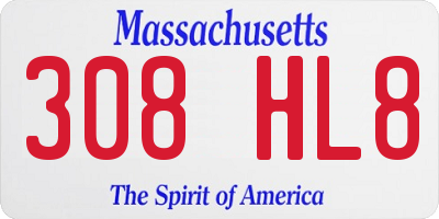 MA license plate 308HL8