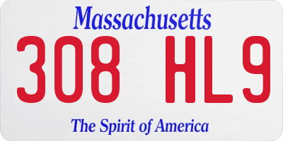 MA license plate 308HL9
