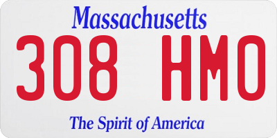 MA license plate 308HM0