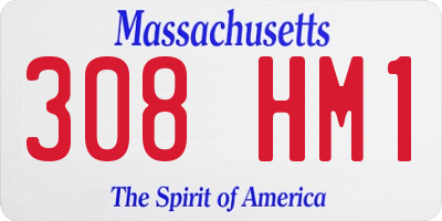 MA license plate 308HM1