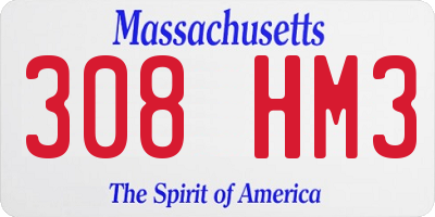MA license plate 308HM3