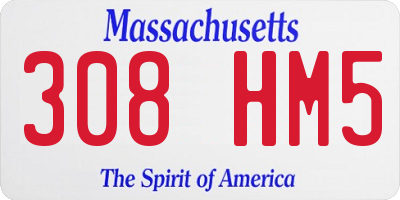 MA license plate 308HM5