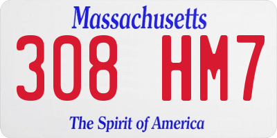 MA license plate 308HM7