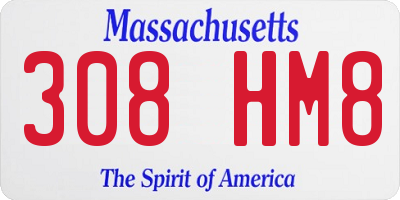 MA license plate 308HM8