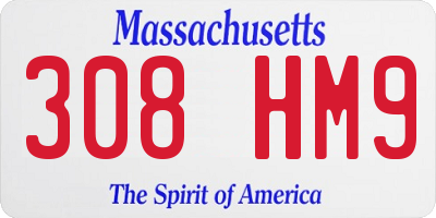 MA license plate 308HM9