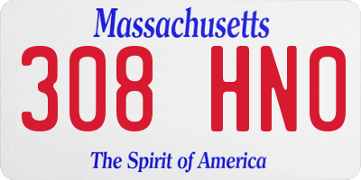 MA license plate 308HN0