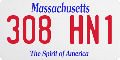 MA license plate 308HN1