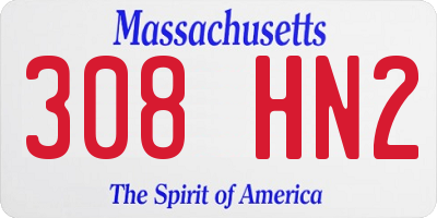 MA license plate 308HN2