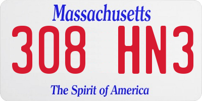 MA license plate 308HN3