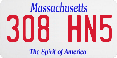 MA license plate 308HN5