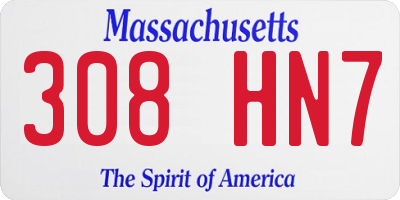 MA license plate 308HN7