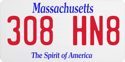 MA license plate 308HN8