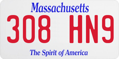 MA license plate 308HN9