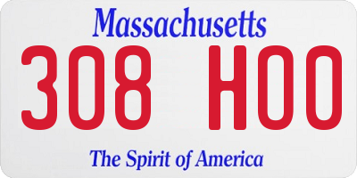 MA license plate 308HO0