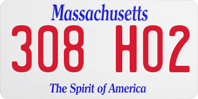 MA license plate 308HO2