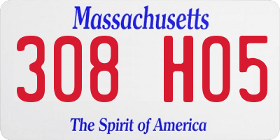 MA license plate 308HO5
