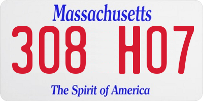 MA license plate 308HO7