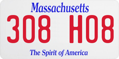 MA license plate 308HO8