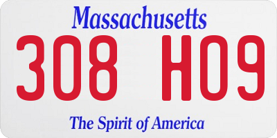 MA license plate 308HO9