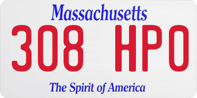 MA license plate 308HP0