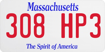 MA license plate 308HP3