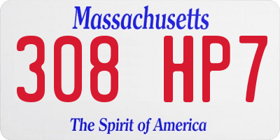 MA license plate 308HP7