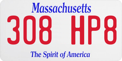MA license plate 308HP8