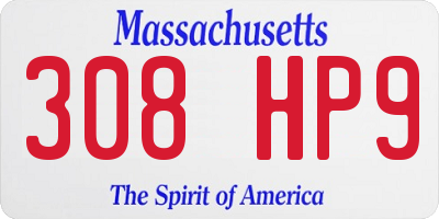 MA license plate 308HP9