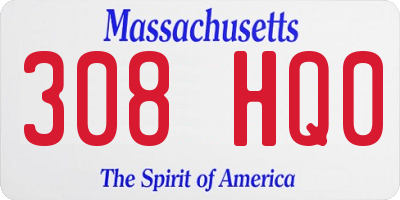 MA license plate 308HQ0