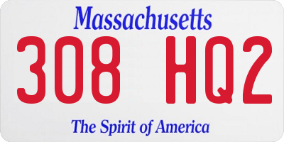 MA license plate 308HQ2