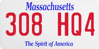 MA license plate 308HQ4