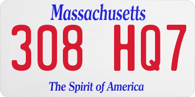 MA license plate 308HQ7